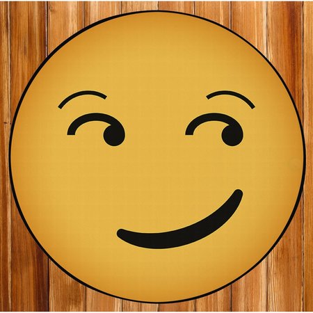 DEERLUX Emoji Style Round Funny Smiley Face Kids Area Rug, Smirk Emoji Rug, 24 x 24 QI003877.XS